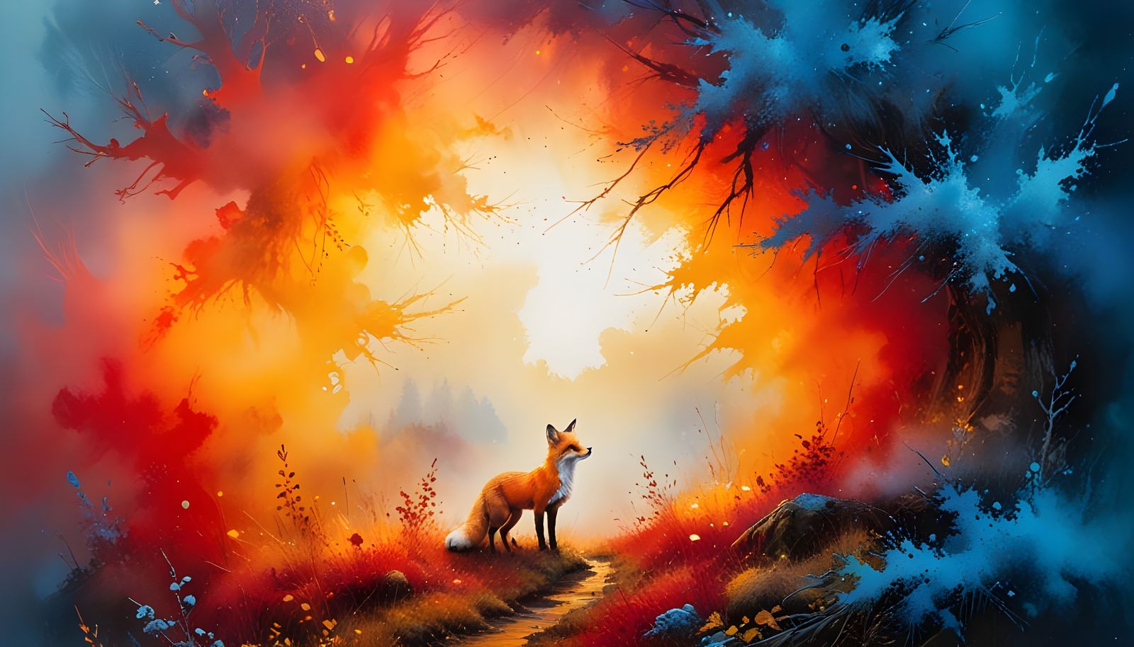 Vibrant Autumn Fox in Ethereal Fog