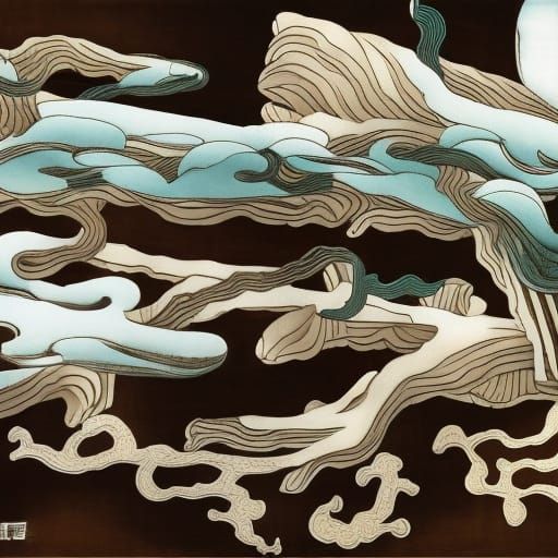 Yin Yang Birds in Ukiyo-e Style