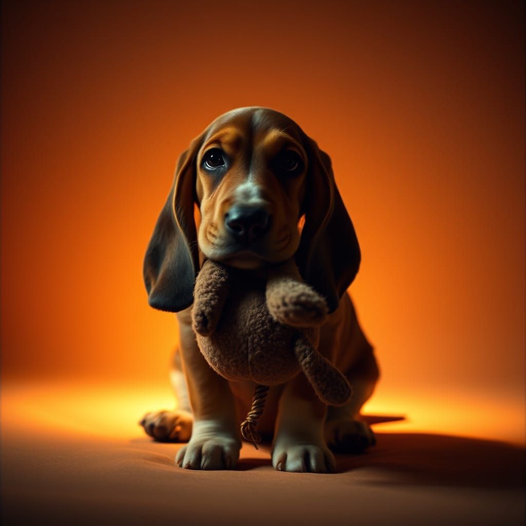 Basset Hound Puppy Captured in Warm, Cinematic Light