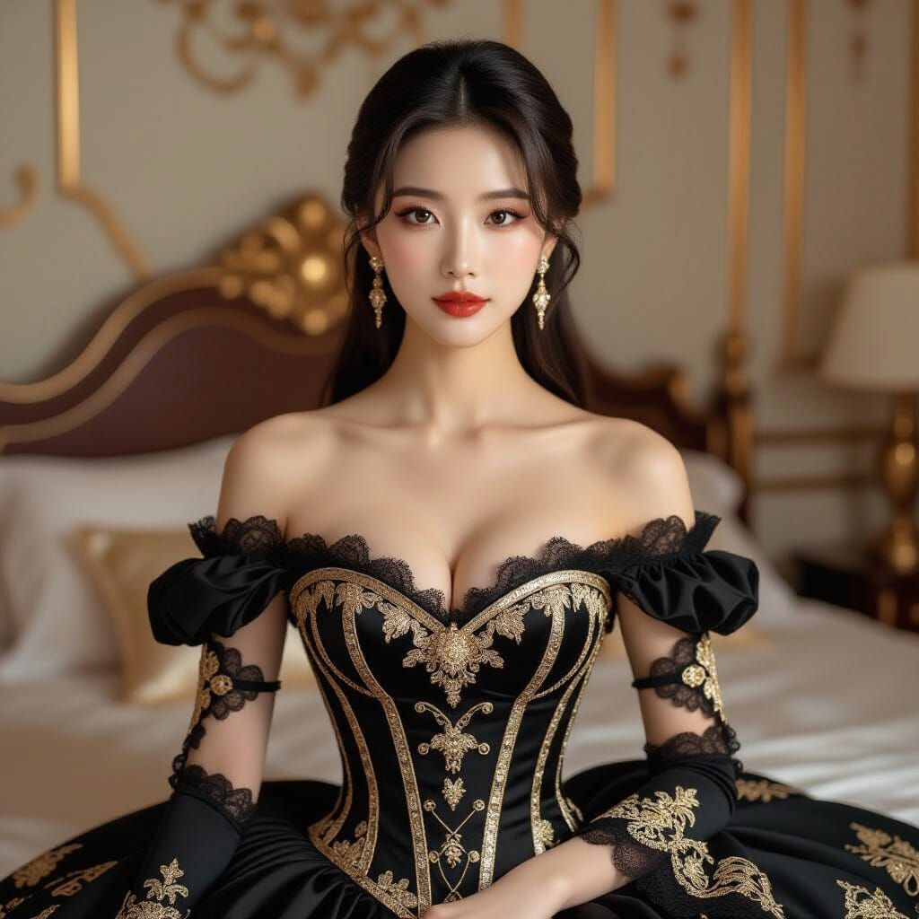 Korean Woman in Corset, Art Nouveau Style