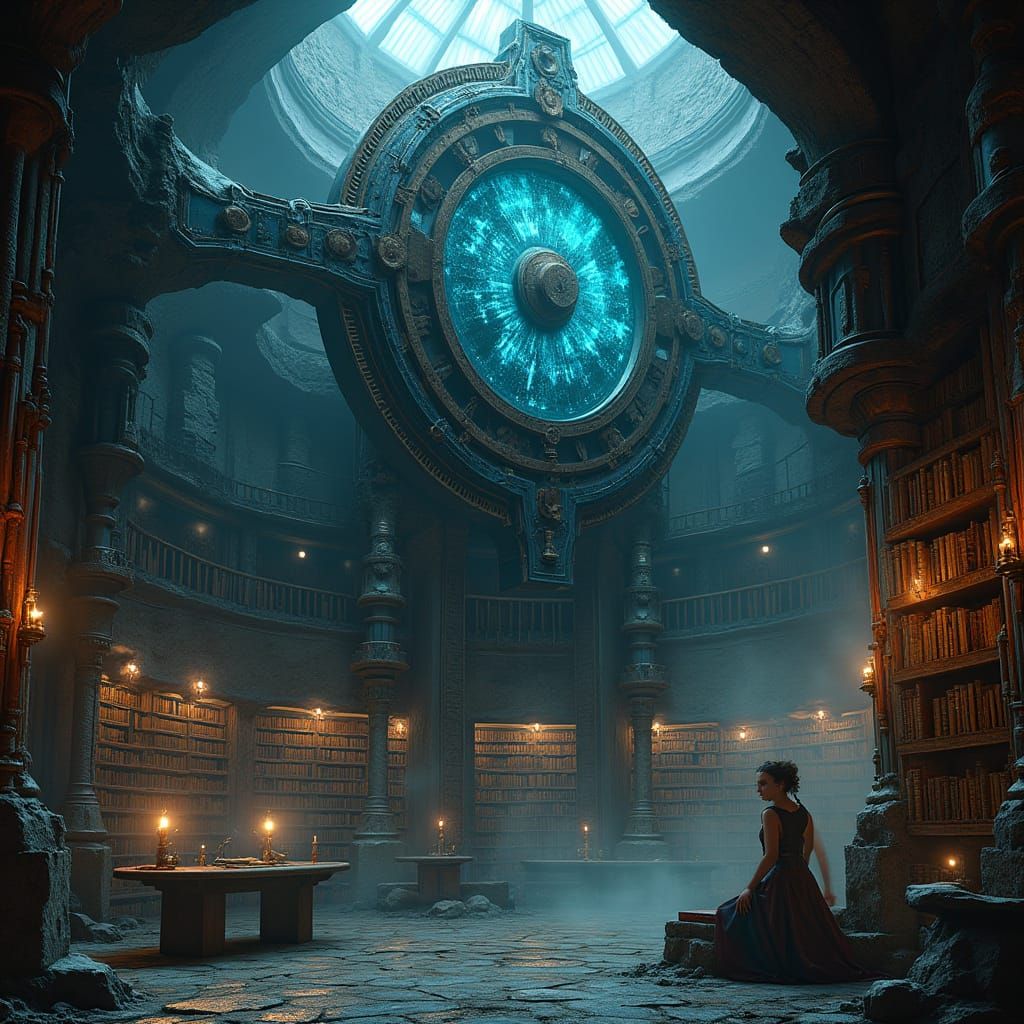 Subterranean Library with Ancient Mechanical Time Core