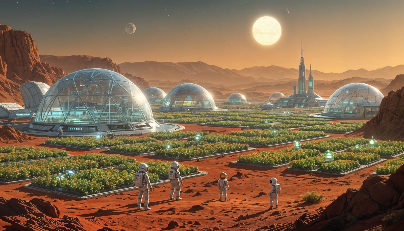 Martian Colony Life: Domes, Bio-Labs, and Space-Suited Child...