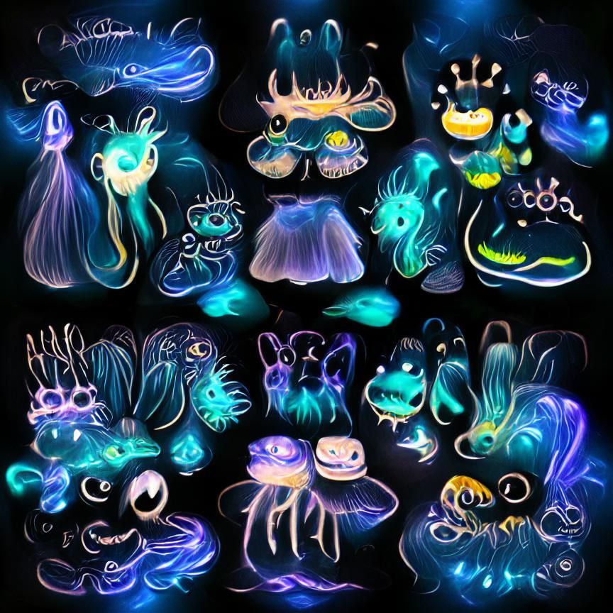 Bioluminescent Deep Sea Creatures Glowing in the Abyss
