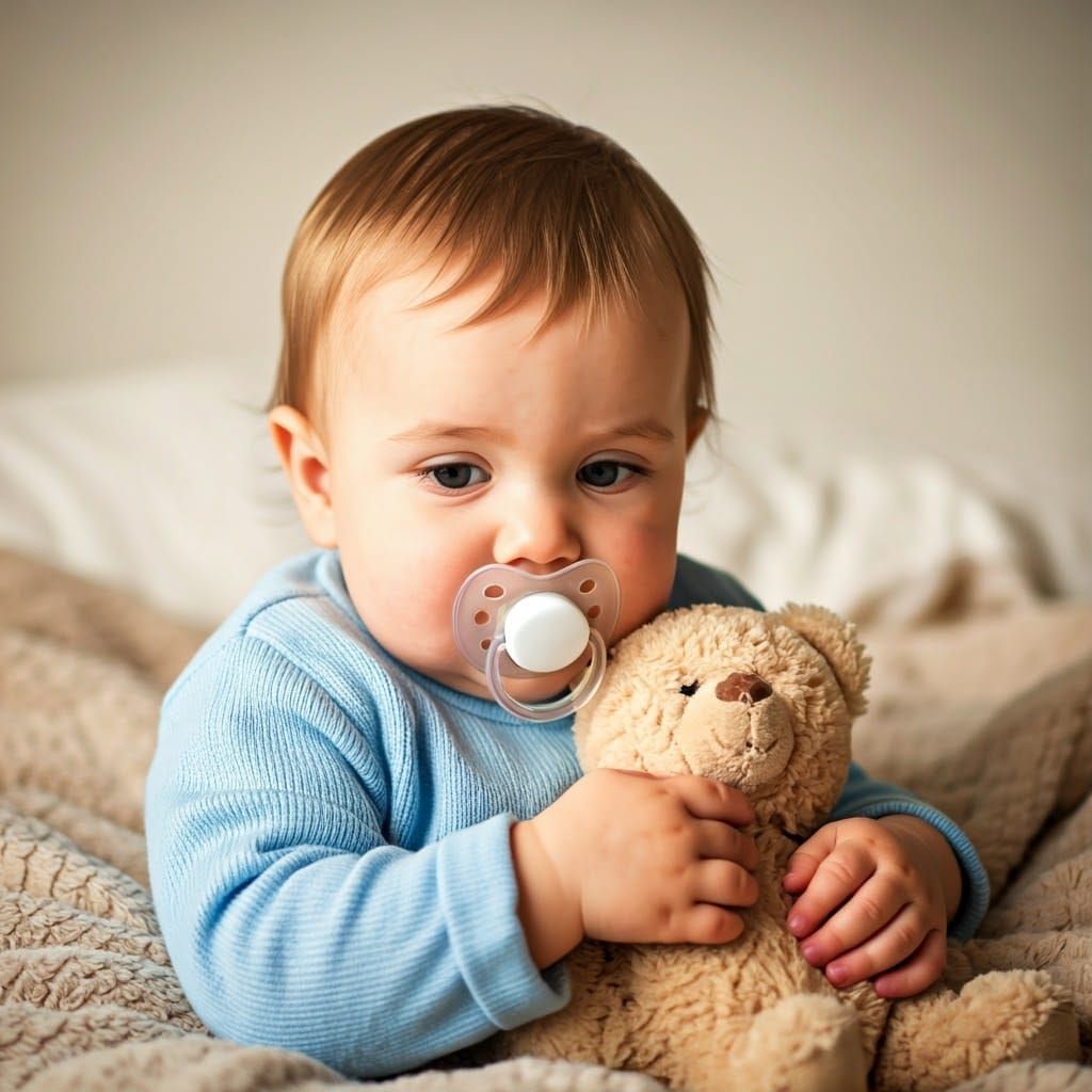 Toddler with Teddy Bear in Soft Natural Lighting