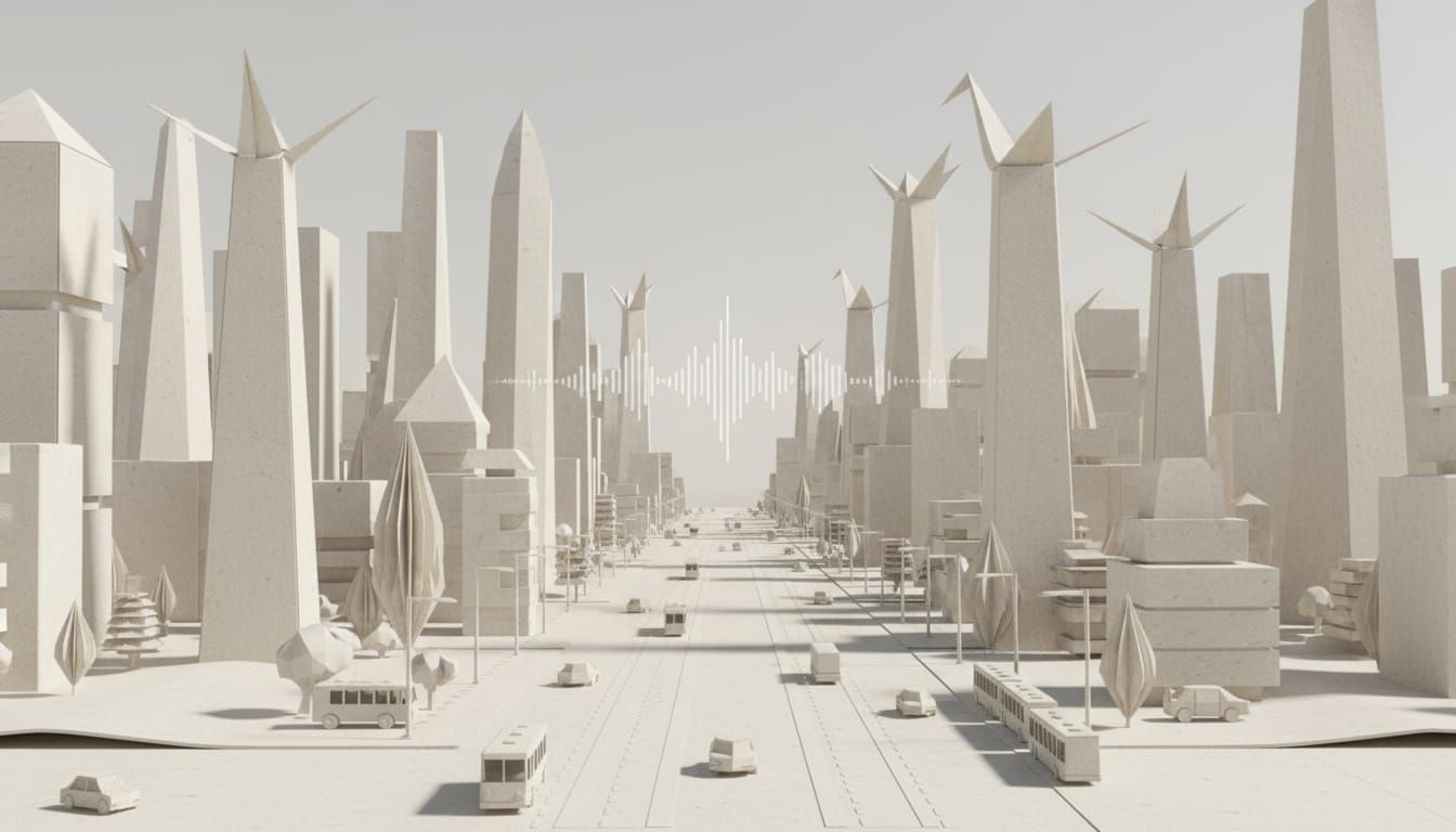 Vast Paper Cityscape in Matte Beige and White