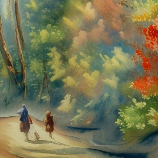 Gouache Painting with Impasto Brush Strokes