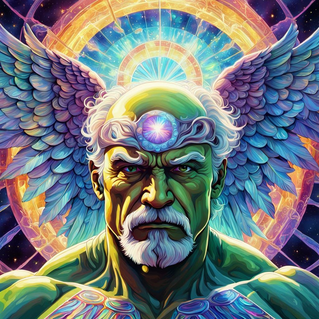 Angelic Hulk Hogan in a Cosmic Illustration