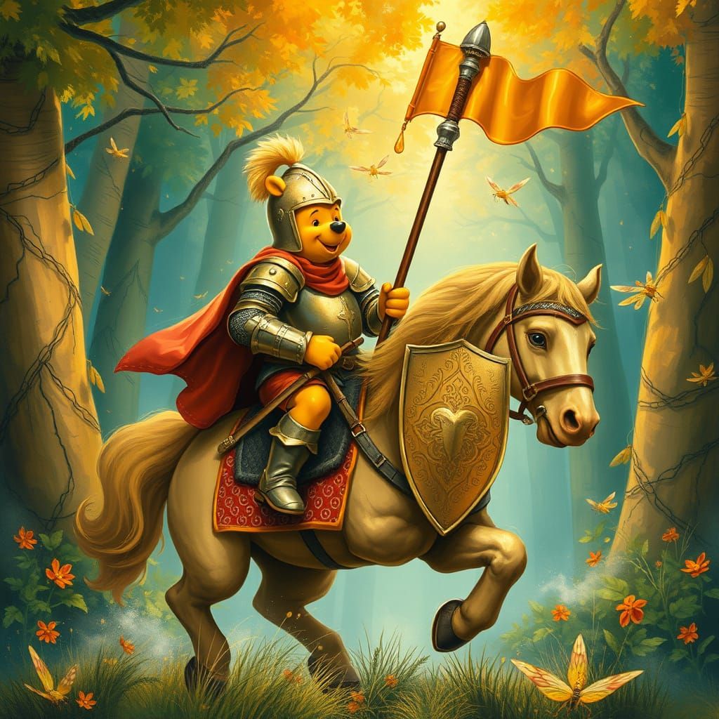 Winnie the Pooh as a Noble Medieval Knight