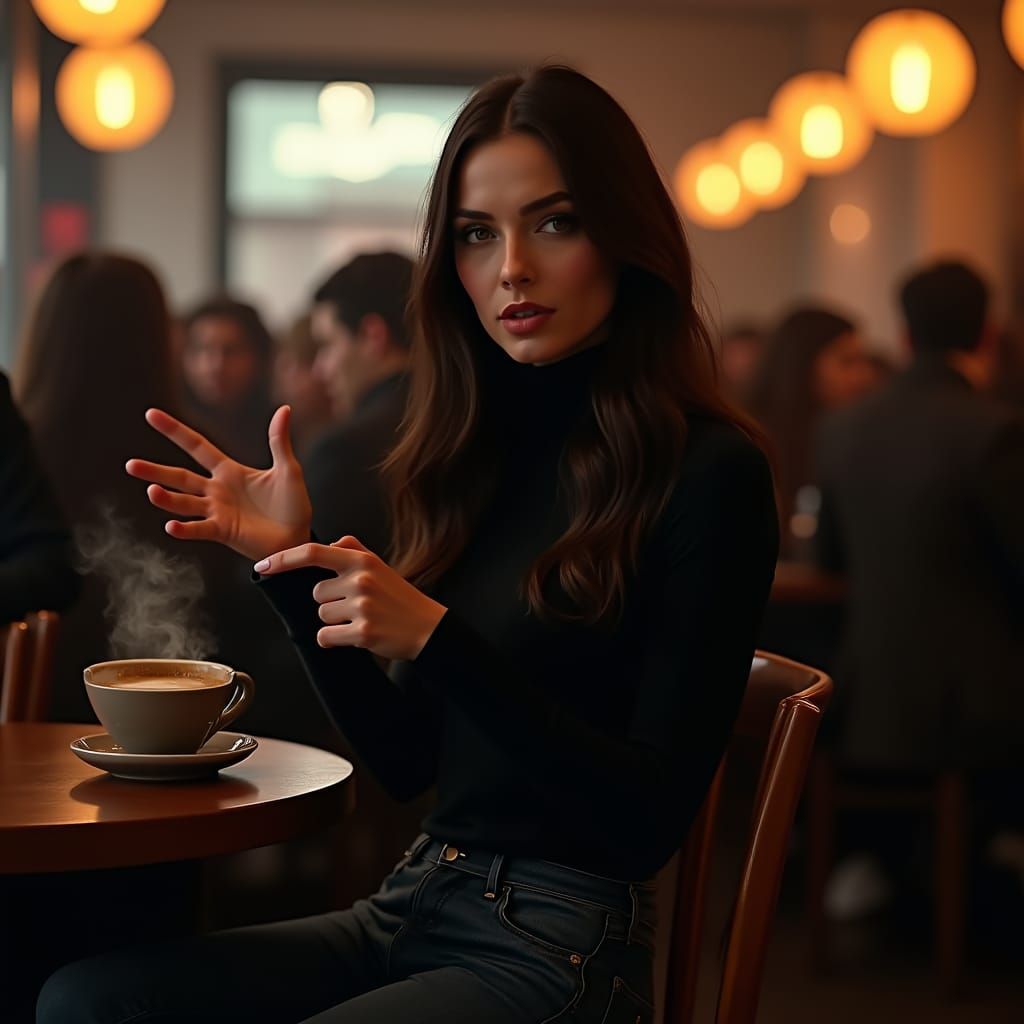 Elegant Woman in Berlin Cafe, Digital Art