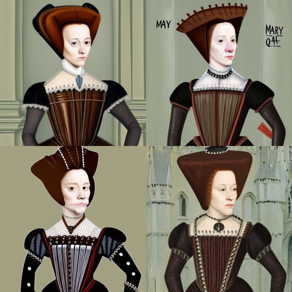Cat Face on Mary Queen of Scots Portrait