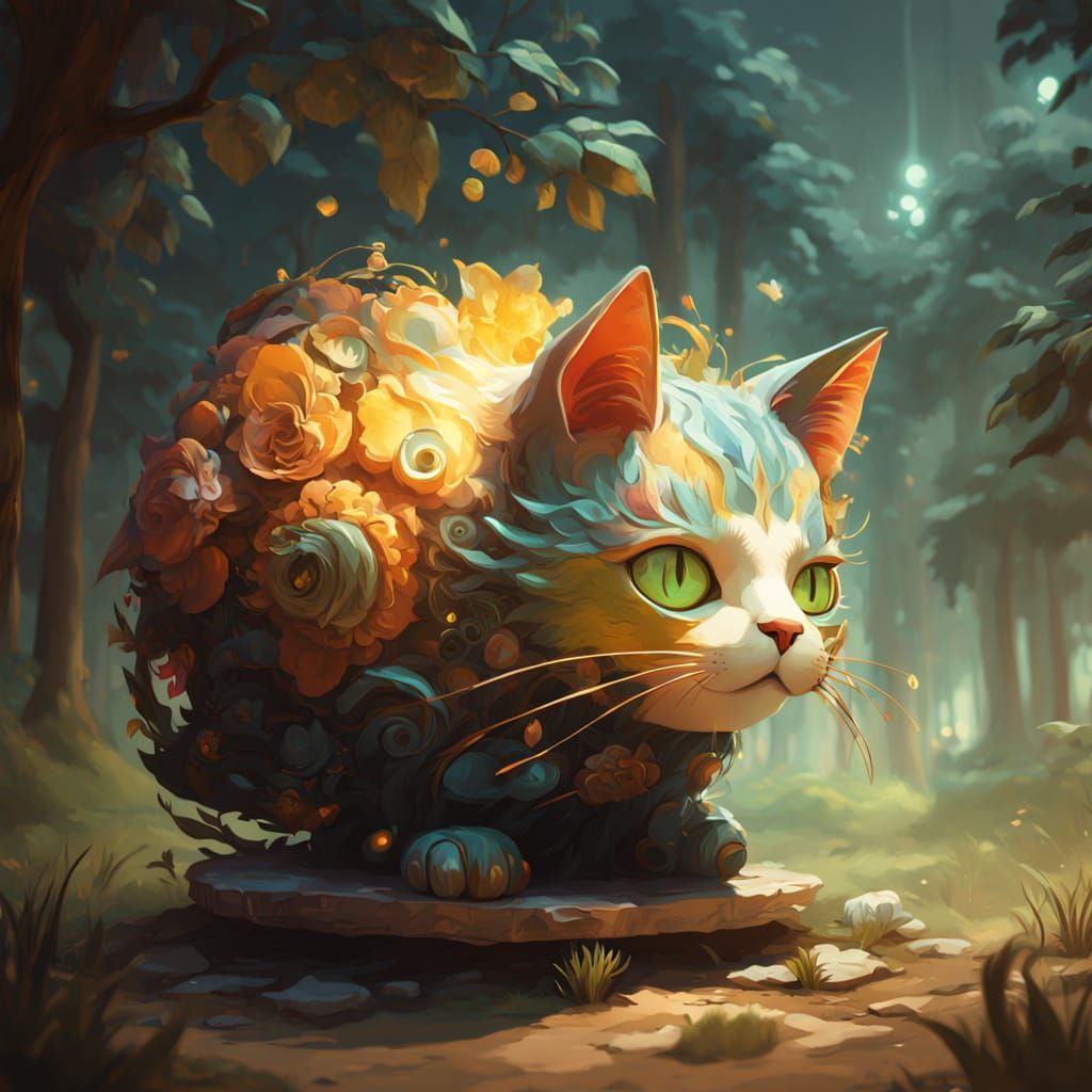 Vibrant Whimsy: A Pop Art Portrait of a Crazy Cat in a Dream...