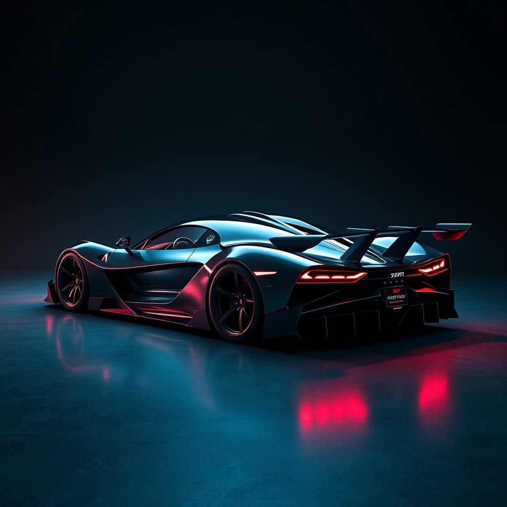 Cyberpunk Supercar Hybrid with Scissor Doors and Gradient Li...