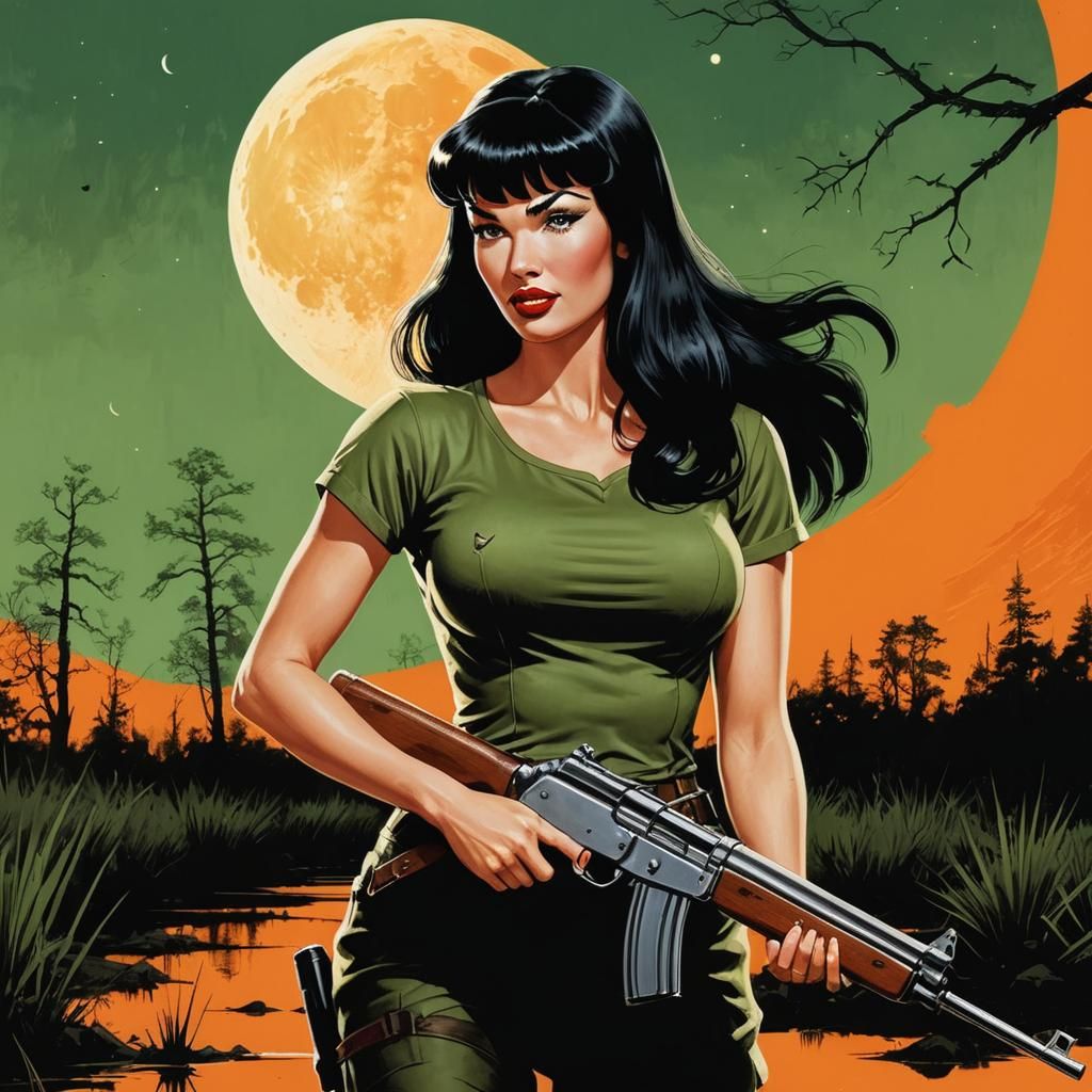 Bettie Page in Sci-Fi Comic Art Style