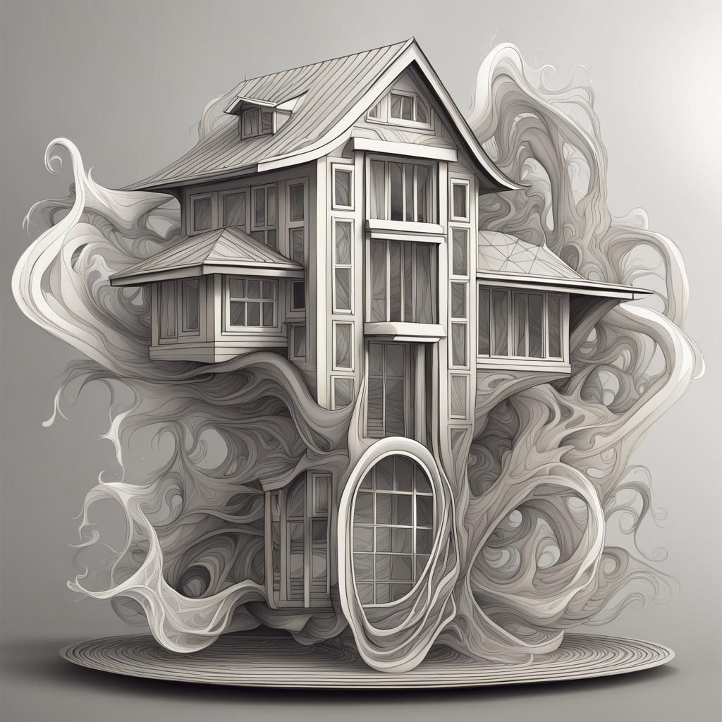 Abstract Vector Fractal House with Zentangle Elements
