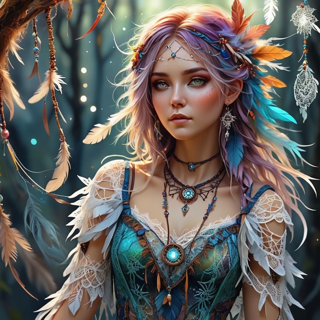 Dreamcatcher Fairy in a Magical Forest