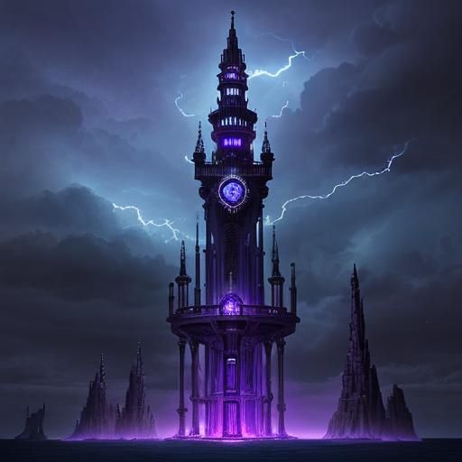 Fantasy Tower with Steampunk Engine in Astral Sea