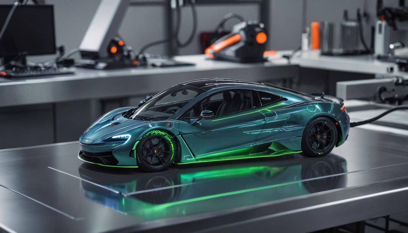 McLaren Electric Iron Concept Art in Sci-Fi Lab