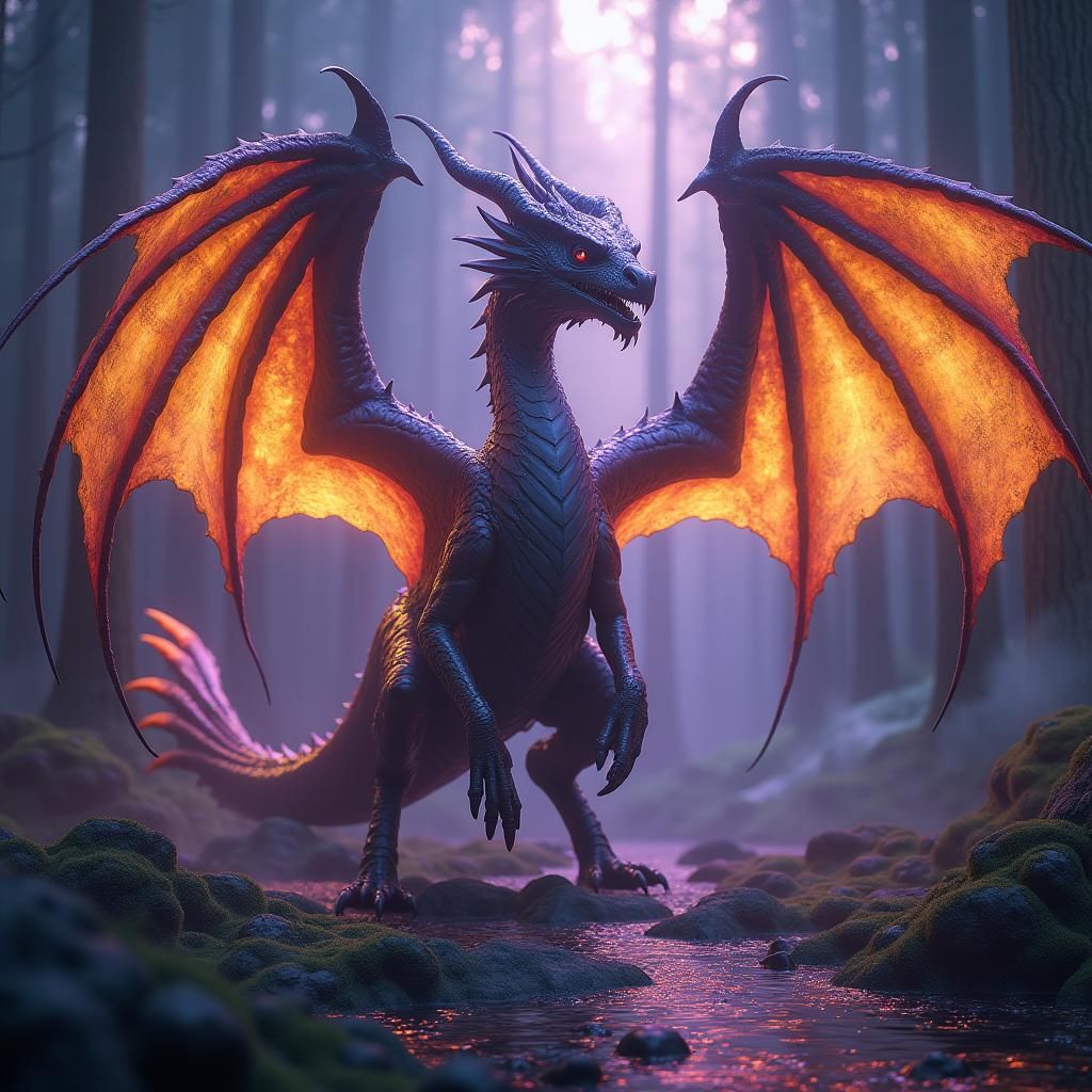 Majestic Tempest Dragon in Dark Fantasy Art