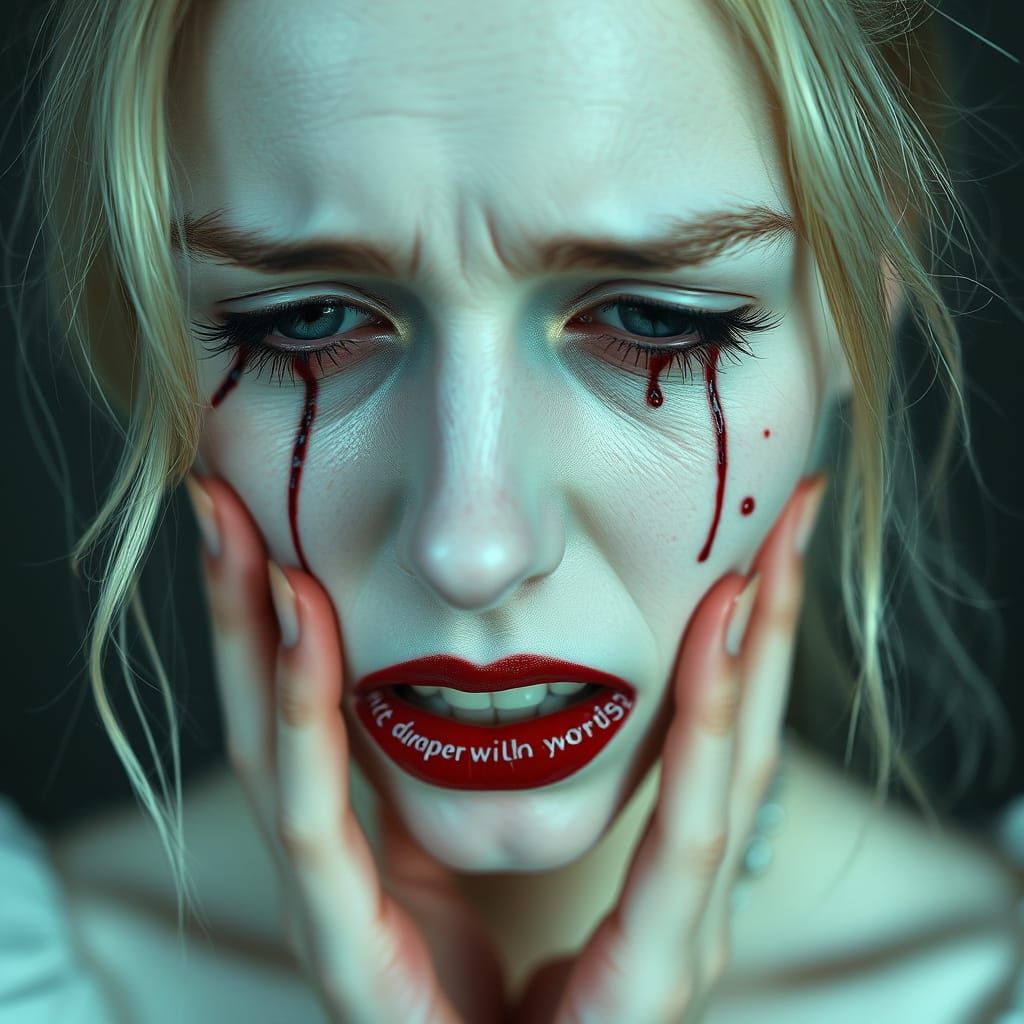 Crying Cosplay Girl with Running Mascara