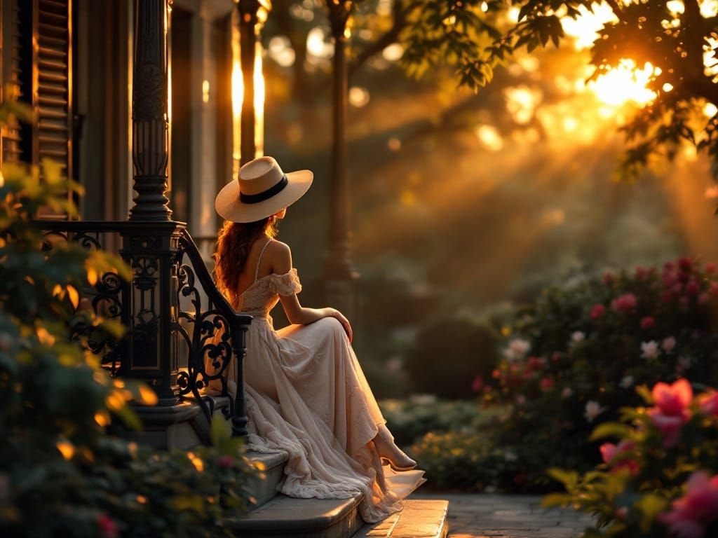 Antebellum Woman in New Orleans Garden District