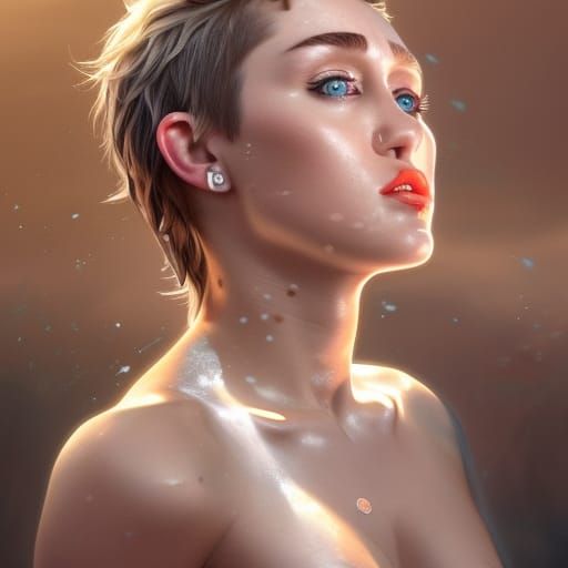 Hyperrealistic Portrait on Beach, Trending Art