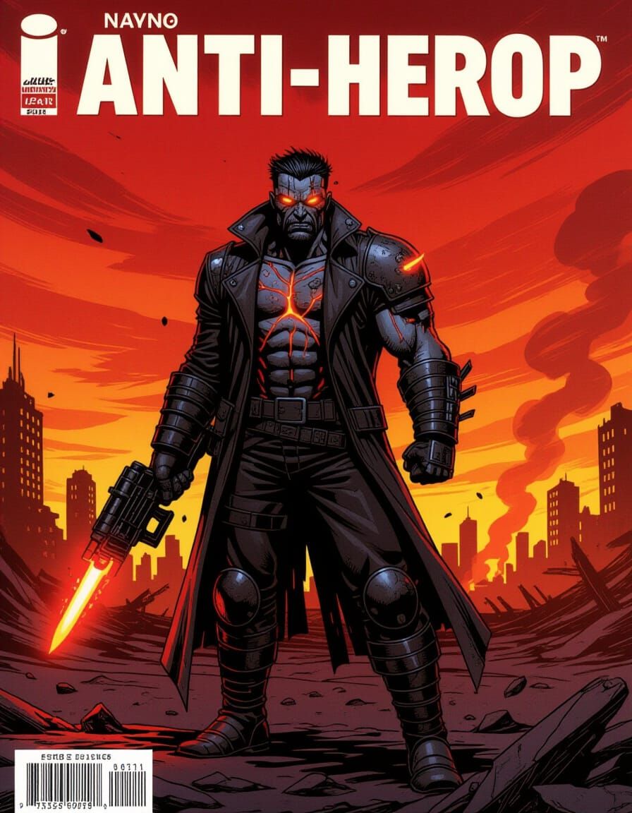 Lone Anti-Hero in Dystopian Wasteland Comic Art