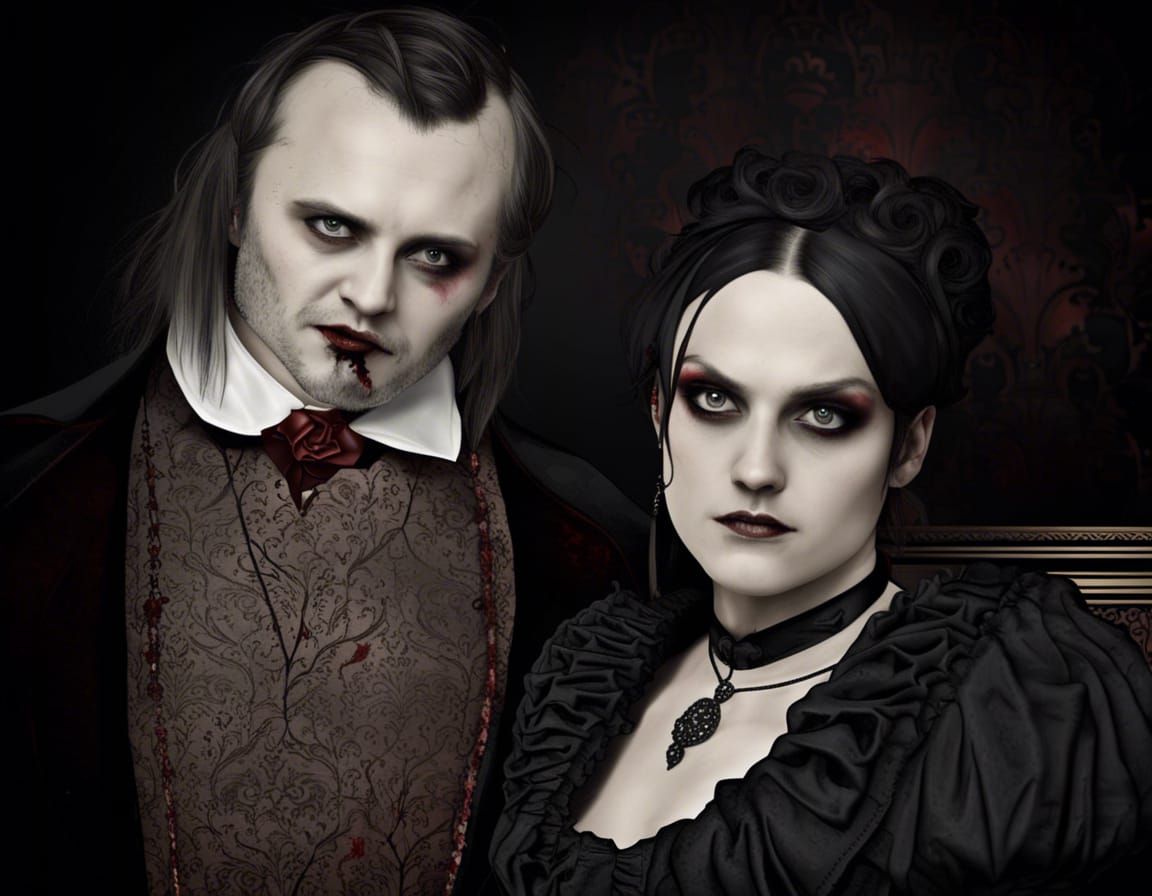 Bloody Victorian Vampire Background in Gothic Style