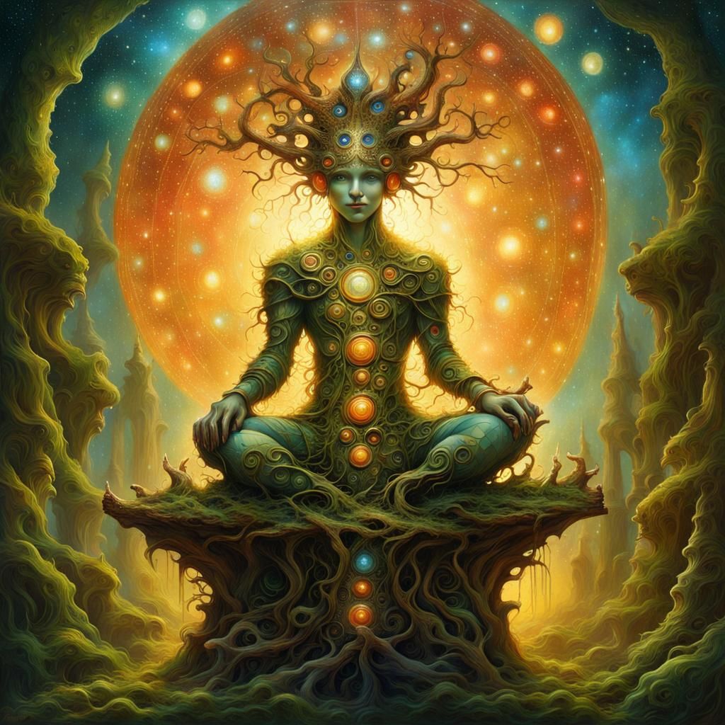 Mystical Tree Spirit in Forest Setting