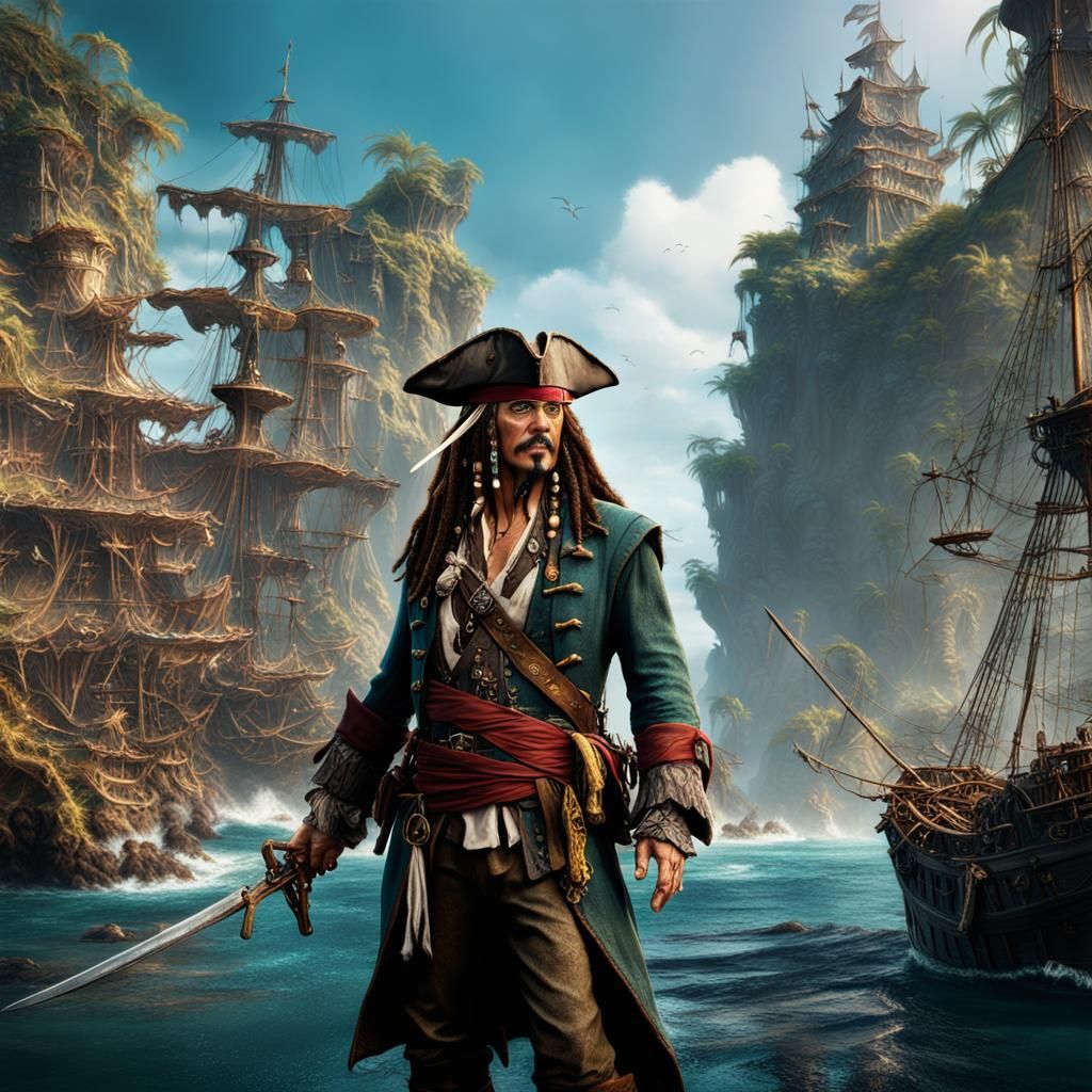 Detailed Matte Painting of Jack Sparrow