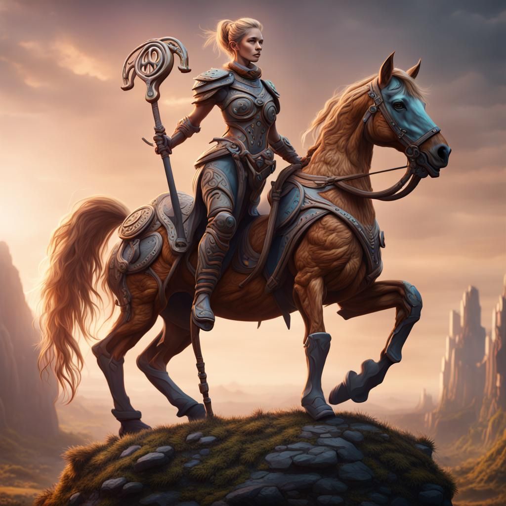 Pretzel Warrior on Horse: Detailed Fantasy Art