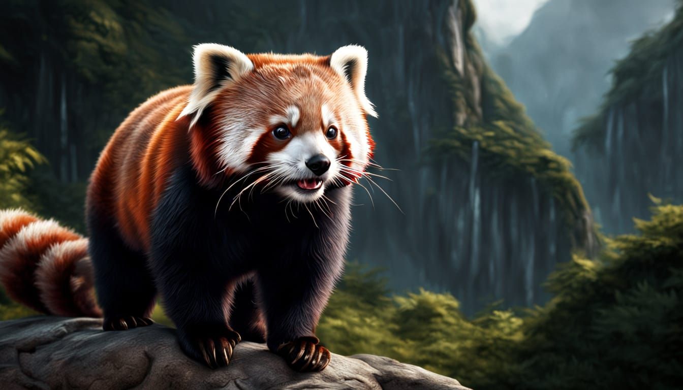 Hyper Realistic Red Panda in Dramatic Light