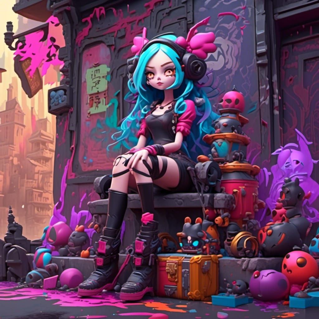 Jinx Doll in Graffiti Art Style