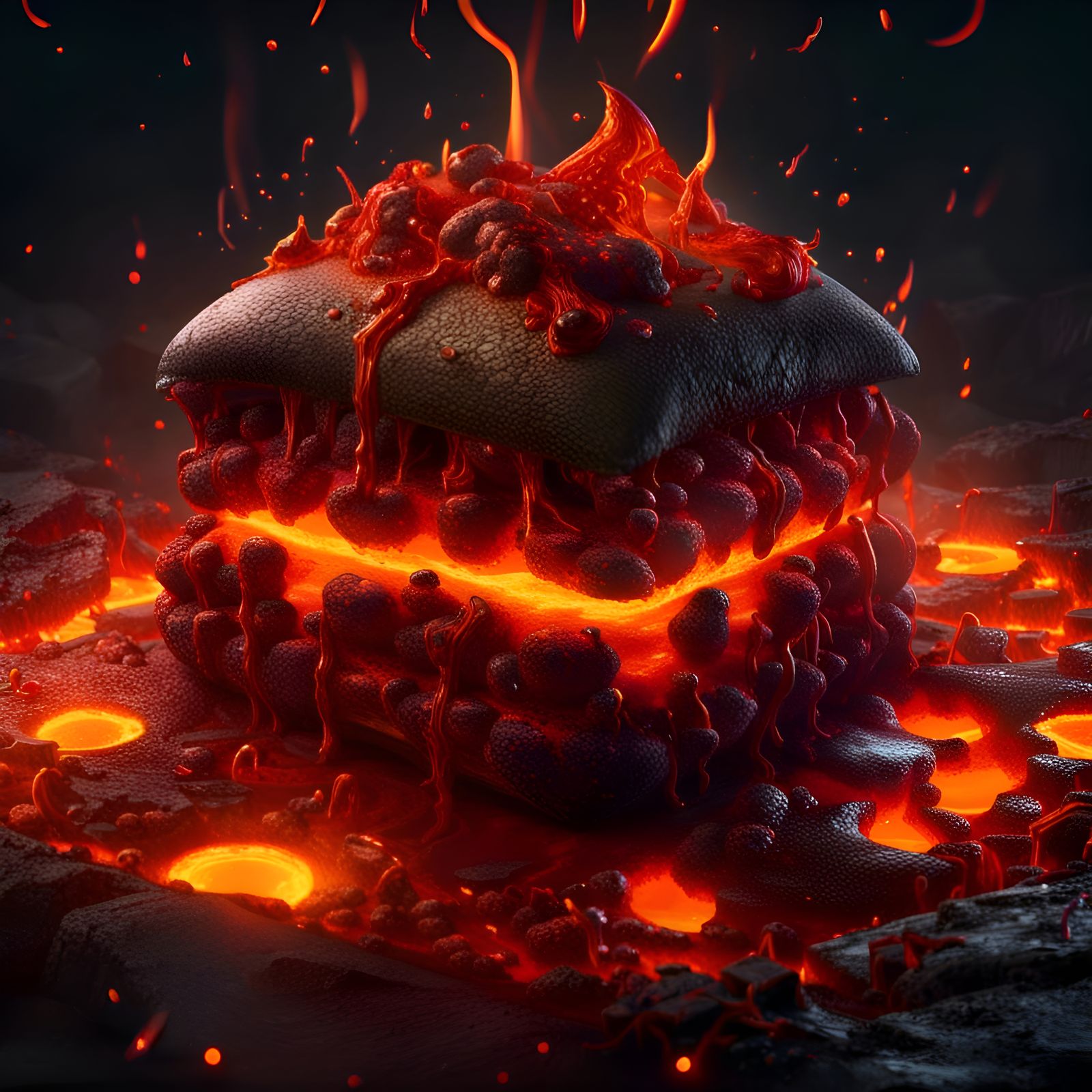 Detailed Lava Sandwich: Molten Food Art