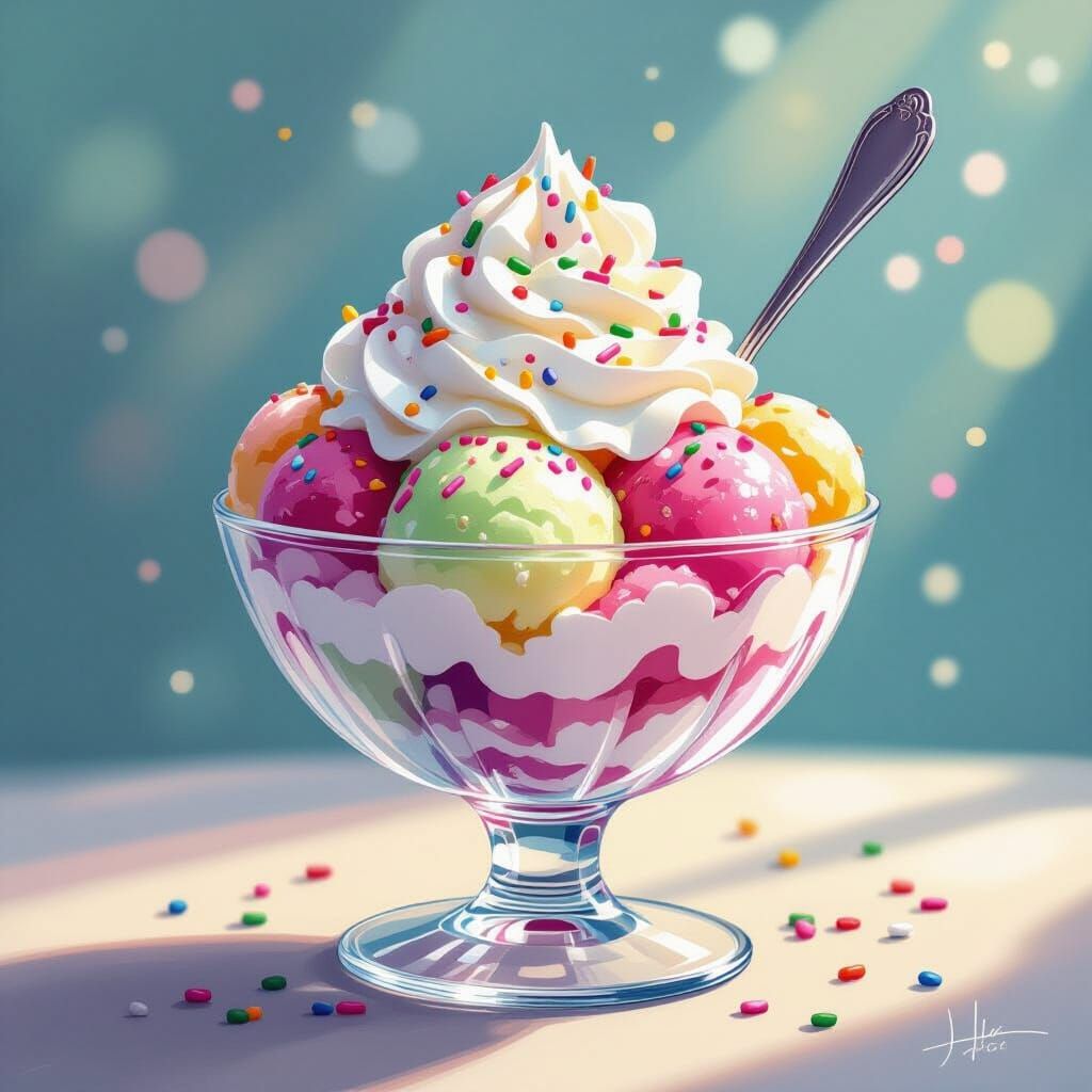 Vibrant Ice Cream Dessert Inspired by Loish