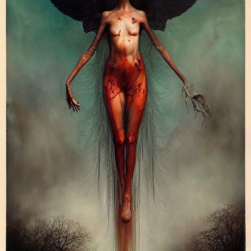 Sinister Angel in Regal Dark Art Style