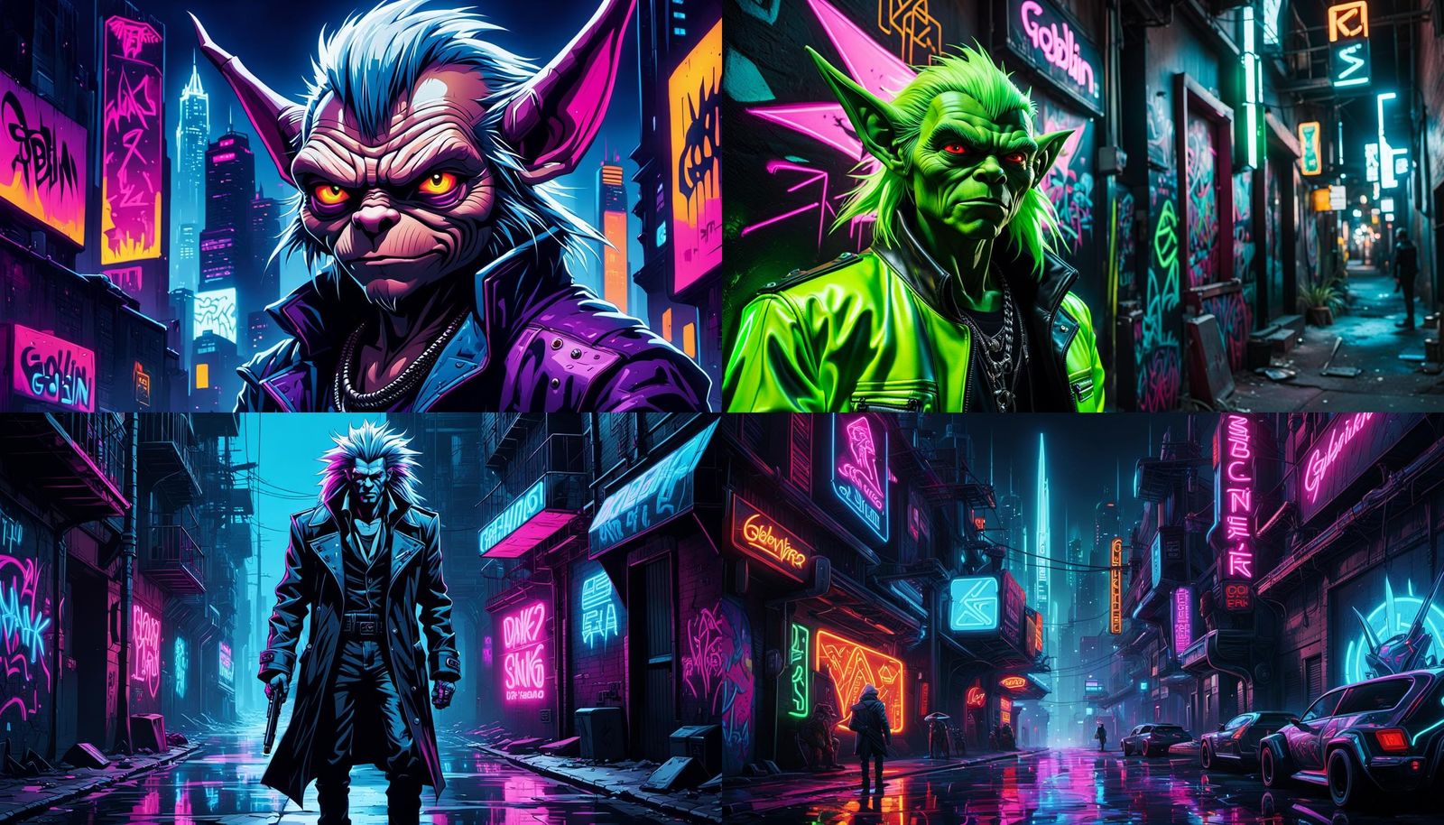Cartoon Gangster Goblin in Graffiti Cyberpunk Style