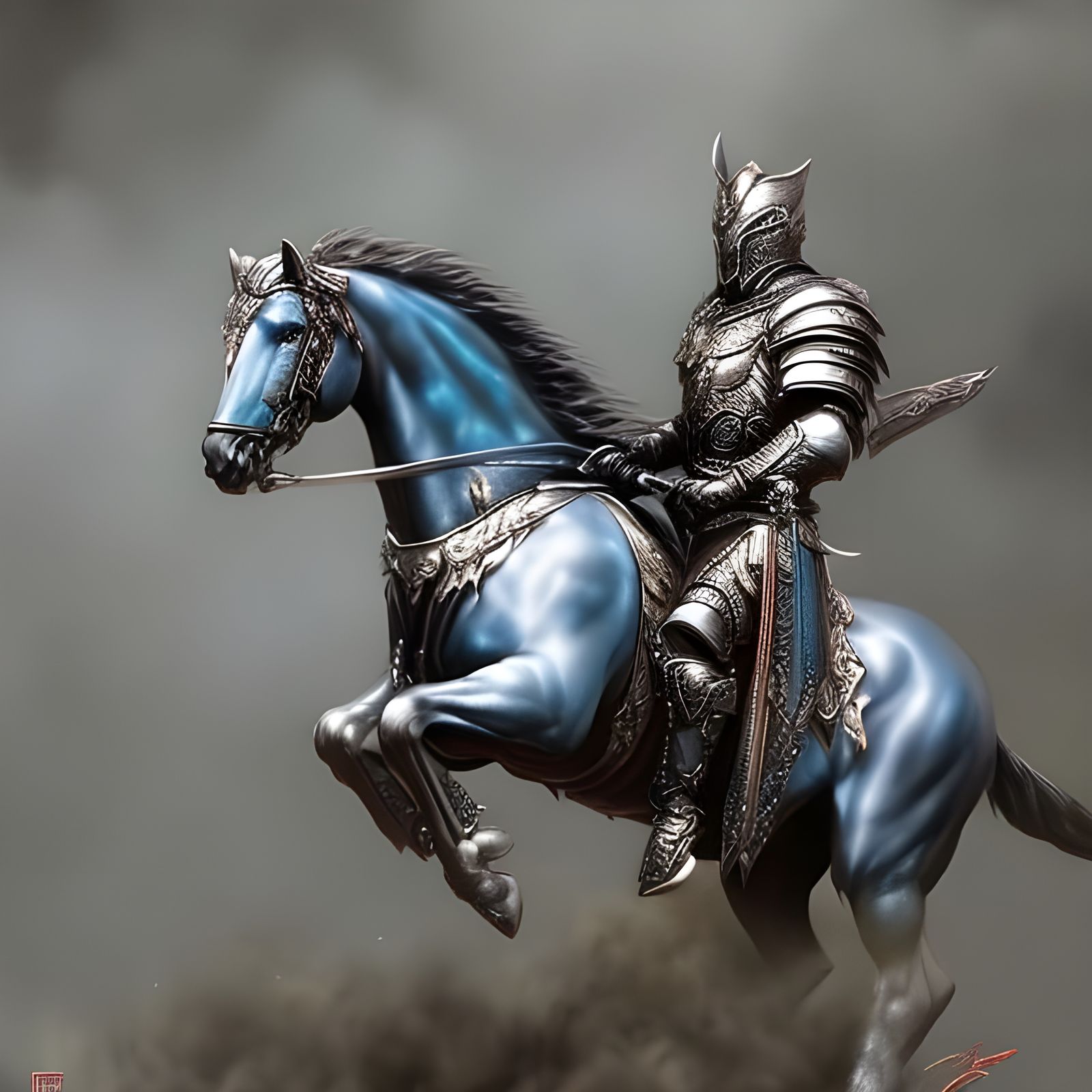Hyperrealistic Knight on Horse in Divine Light