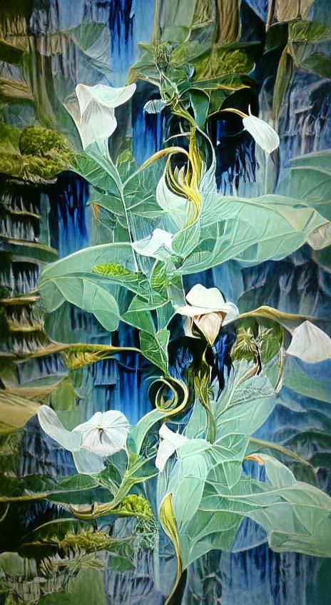 Colorful Jungle Vine Flowers in Detailed Painting