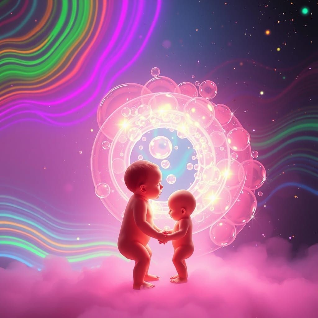 Cosmic Transformation: From Babies to Adults in Vibrant Ligh...