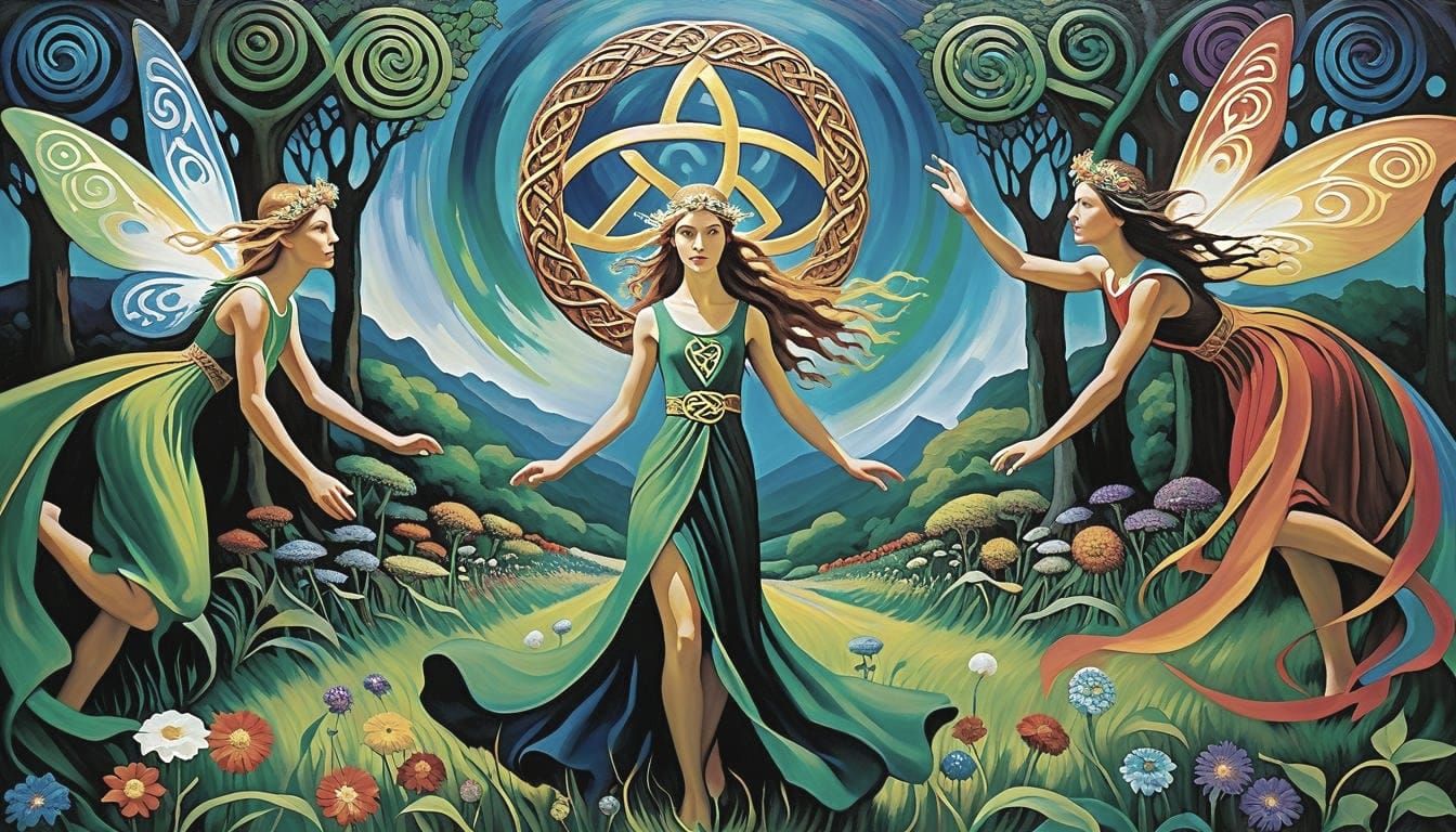 Sidhe Welcome the Tuatha de Danann in Neo-Impressionism