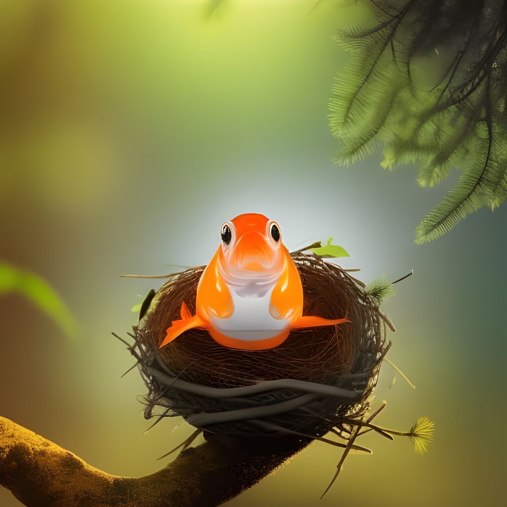 Goldfish in Bird's Nest: Wildlife Photography