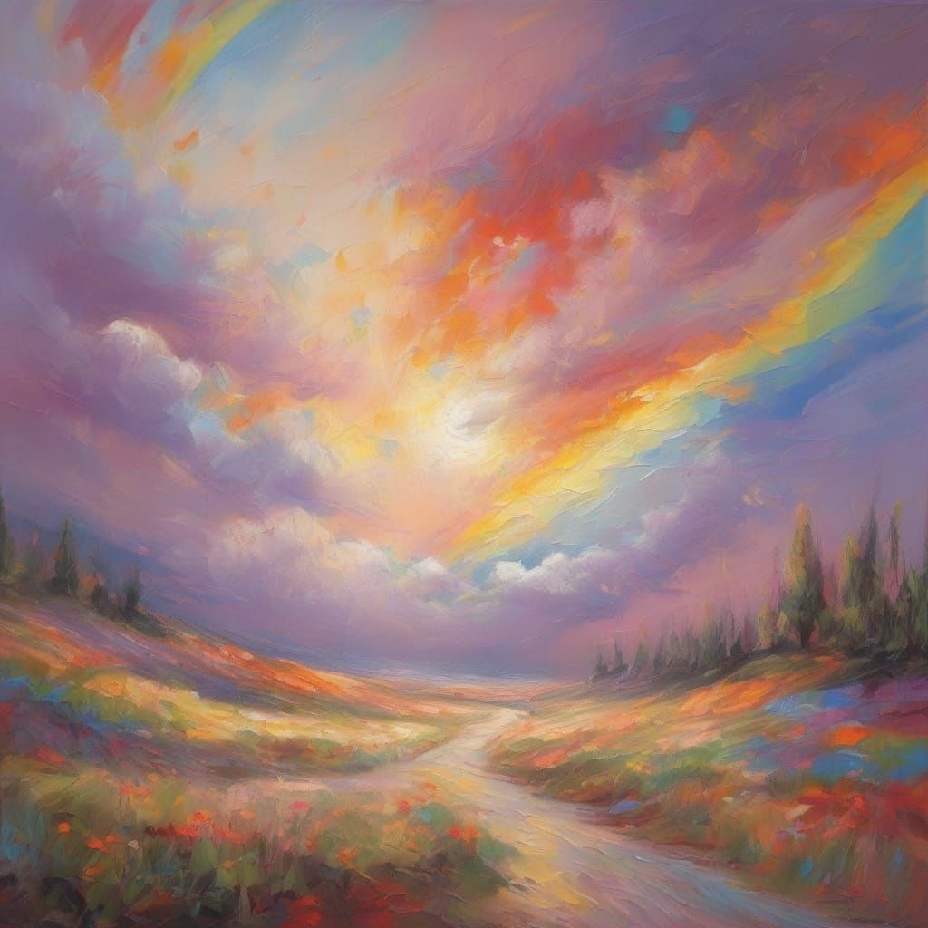 Surreal Fauvist Masterpiece with Swirling Rainbows and Ether...