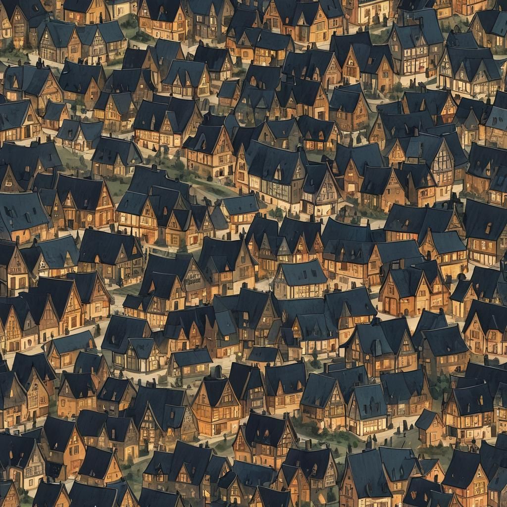 Charming Village of Gothic Lantern Houses