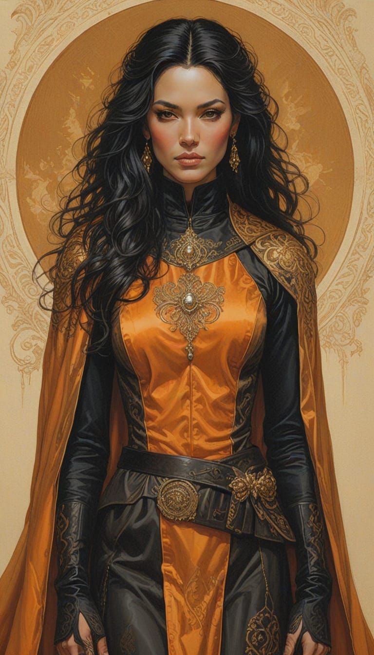 Renaissance Female Clergy in Orange Robes