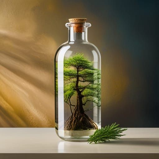 Cypress Tree Encased in Glass Bottle