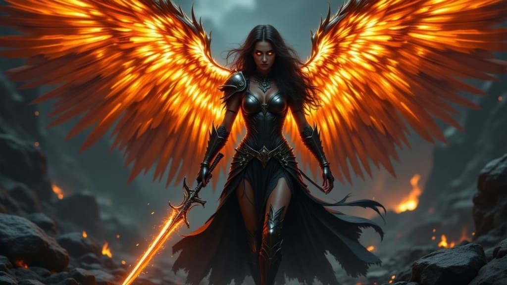 Angel of Vengeance and Wrath in Shadow and Flame