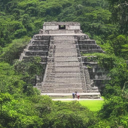 Mayan Temple in Jungle Landscape