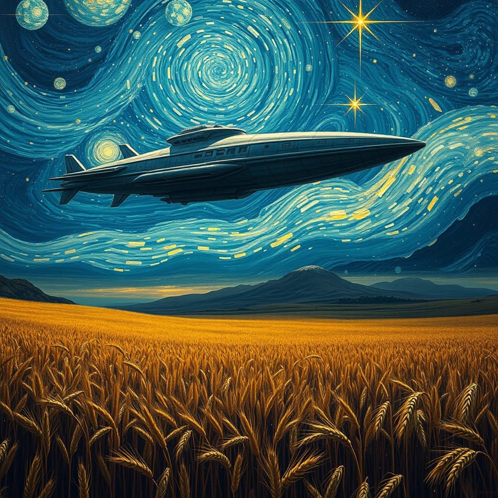 Majestic Ancient Egyptian Spaceship soars above Iridescent W...