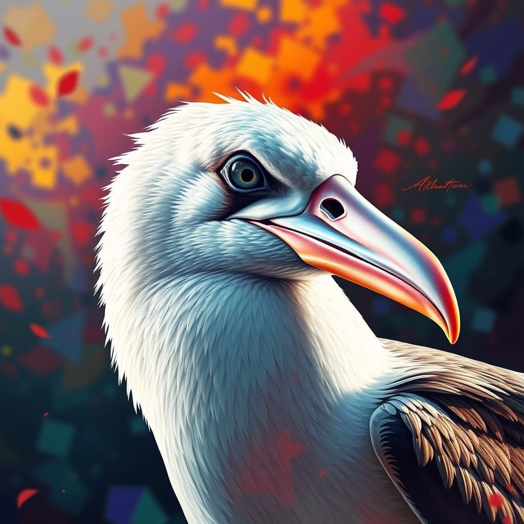 Majestic Albatross in Hyperrealistic Splash Art Style