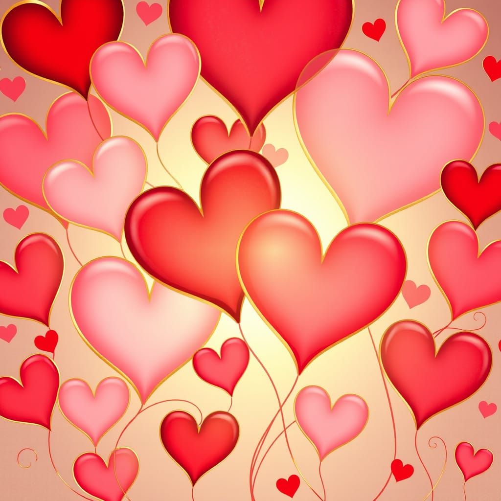 Whimsical Heart Swirls in Art Nouveau Style